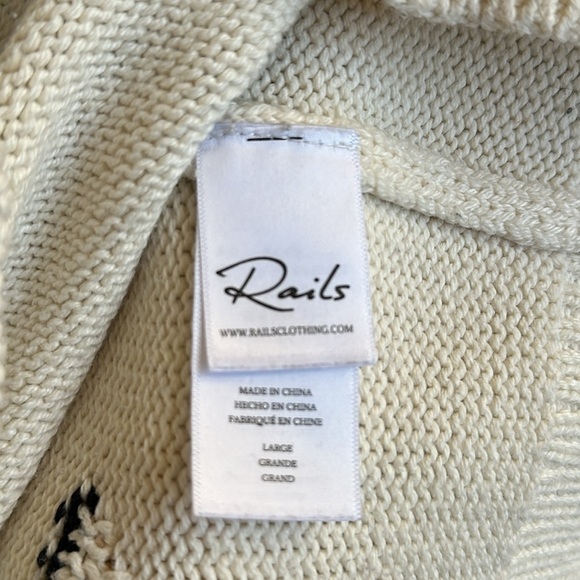 Rails sz L knit ivory Perci neutral animal star cotton blend sweater great cond - Picture 7 of 8